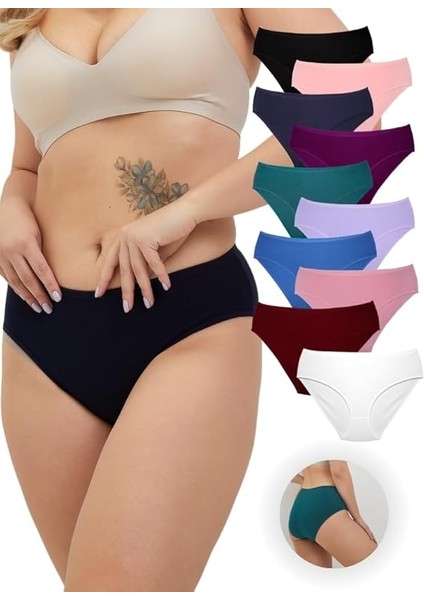 Kadın Pamuklu Bato / Hipster Slip Külot - 10'lu Paket (MULTICOLOR-X26)