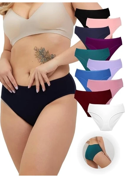 Alya Underwear Kadın Pamuklu Bato / Hipster Slip Külot - 10'lu Paket (MULTICOLOR-X26)