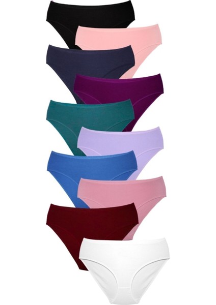 Kadın Pamuklu Bato / Hipster Slip Külot - 10'lu Paket (MULTICOLOR-X26) fırsatları