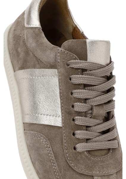 Kadın Vizon Bağcıklı Süet Deri Sneaker 24Wfd370914