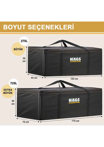 Bahçe Mobilya Minderi Saklama Çantası Hurç, Organizer, Düzenleyici Depolama Hurcu 275 Lt Siyah fiyatları