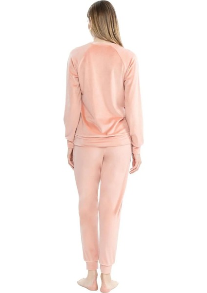 17092 Kadın Uzun Kollu Kadife Paçası Lastikli Rahat Ev Giyim-Somon fırsatları