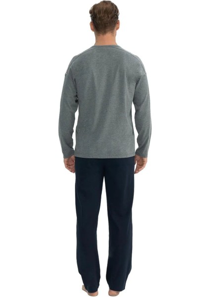 18836 Erkek Uzun Kollu Yuvarlak Yaka Pijama Takımı-Antrasitmelanj fiyatları