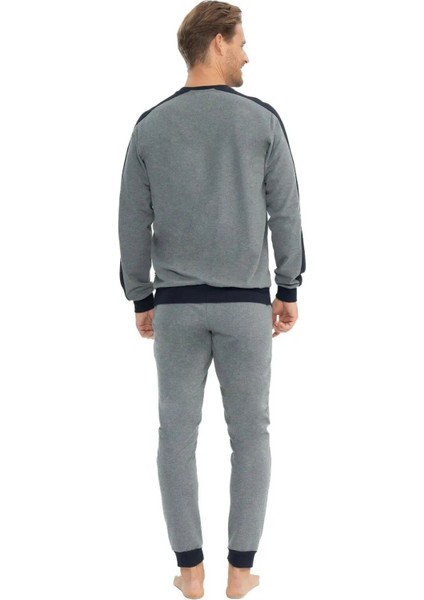 18813 Erkek Uzun Kollu Yuvarlak Yaka Paçası Lastikli Rahat Ev Giyim-Antrasitmelanj fiyatları