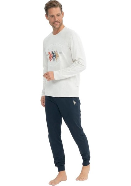 18832 Erkek Uzun Kollu Yuvarlak Yaka Paçası Lastikli Pijama Takımı-Bejmelanj fiyatları