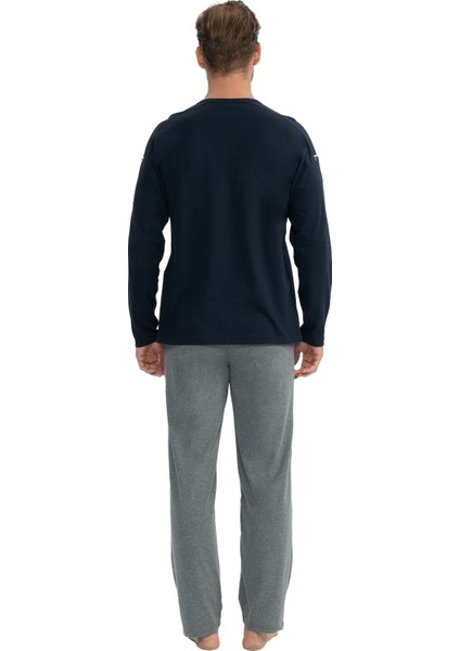 18836 Erkek Uzun Kollu Yuvarlak Yaka Pijama Takımı-Lacivert modelleri