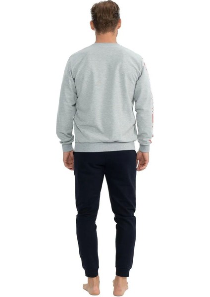 18820 Erkek Uzun Kollu Yuvarlak Yaka Paçası Lastikli Rahat Ev Giyim-Grimelanj modelleri