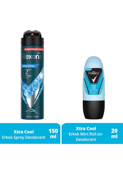 Men Erkek Sprey Deodorant Xtra Cool 150 ml + Erkek Roll On Deodorant Xtra Cool 20 ml