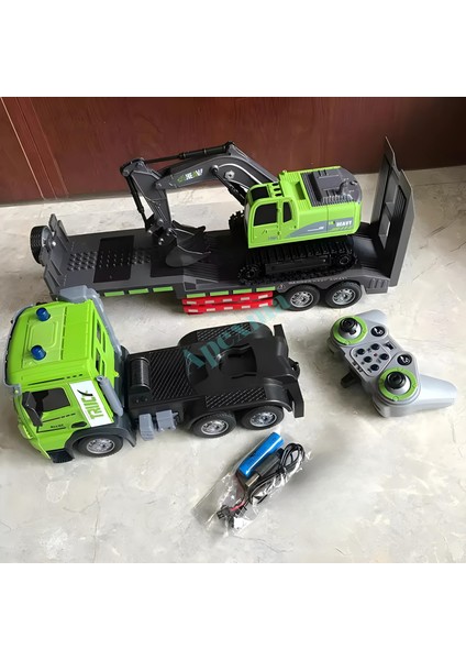 2.4ghz Uzaktan Kumandalı 1:12 Ölçek Işıklı ve Sesli Kepçe Taşıyan Tır - Oyuncak 3.7V Şarjlı Kepçe ve Tır modelleri