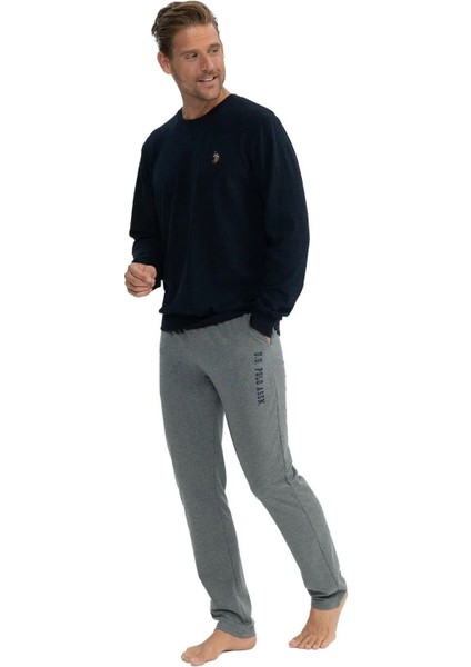 18817 Erkek Uzun Kollu Yuvarlak Yaka Rahat Ev Giyim-Lacivert fiyatları