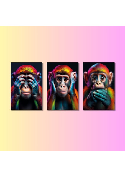3'lü Kanvas Tablo Seti Üç Maymun Görmedim Duymadım Bilmiyorum indirimleri