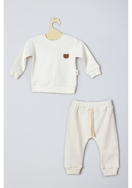 Ayıcık Aksesuarlı Fitilli Alt Üst Bebek Takımı