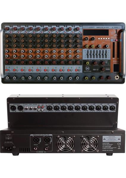 RM-12 2x550 Watt Rack Tipi Mixer 12 Kanal