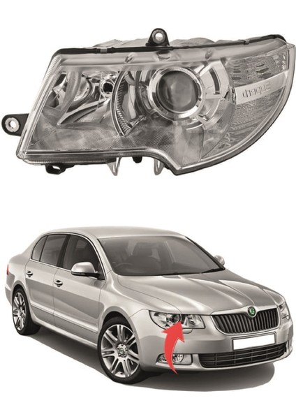Skoda Super B Sol Şöför Far Lambası 2007-2012