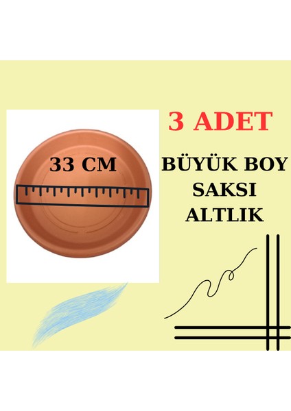 Saksı Altlık Tabak 3 Adet ( Büyük Boy)