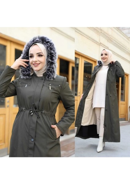 Içi Tamamen Kürklü Su ve Rüzgar Geçirmez Battal Beden Spor Defile Büyük Beden Pardesü Mont