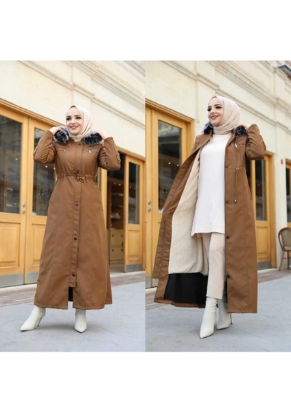 Içi Tamamen Kürklü Su ve Rüzgar Geçirmez Battal Beden Spor Defile Büyük Beden Pardesü Mont