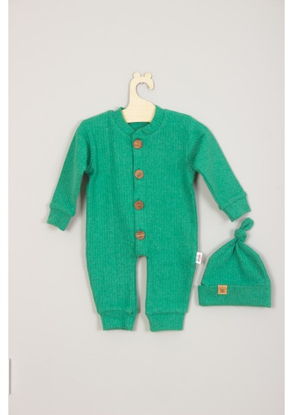 Ada Bebek Pamuklu Düğmeli Şapkalı Erkek Çocuk Tulum Yumuşak Konforlu Tasarım 0-24 Ay