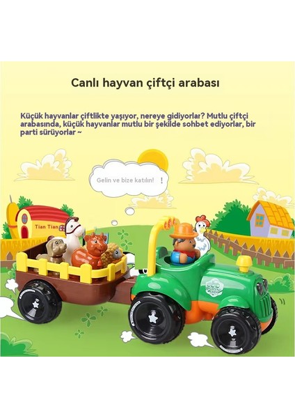 Çocukların Elektrik Karton Çiftliği Traktörü, Çiftçinin Arabası, Oyuncak Çekmek, Işık, Müzik, Büyük Boyutlu (Yurt Dışından)