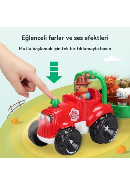 Çocukların Elektrik Karton Çiftliği Traktörü, Çiftçinin Arabası, Oyuncak Çekmek, Işık, Müzik, Büyük Boyutlu (Yurt Dışından)