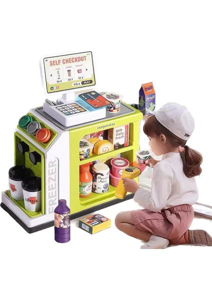 Çocukların Supermarket Cash Register Oyun Kahve Dondurucu Bebek Puzzle Simülasyon Home Girl 3 Yaşında 6 Yaşında Doğum Günü Gift (Yurt Dışından)