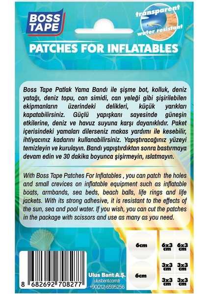 Patlak Yama Tamir Bandı 8 Adet Şişme Top Bot Kolluk Pilates Topu Patlak Yaması