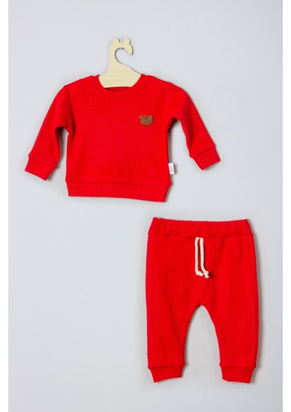 Ayıcık Aksesuarlı Fitilli Alt Üst Bebek Takımı