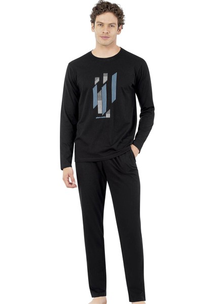 Erkek Pijama Takım, %100 Pamuklu, Cep Detaylı