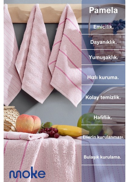 Pamela 6'Lı 30x55 Cm El & Yüz Havlu Seti Ve Mutfak Havlusu