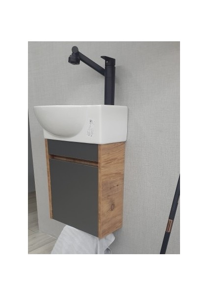 28*45 AdaGrup Çift Renk Mini Banyo Dolabı ve Lavabo