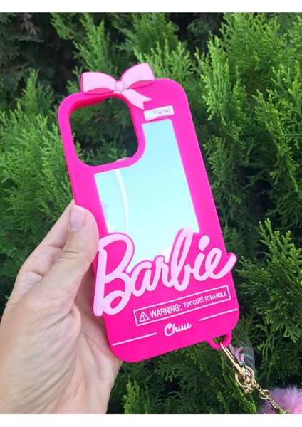 Iphone 14 Pro Max Uyumlu Aynalı Ponponlu Barbie Silikon Kılıf