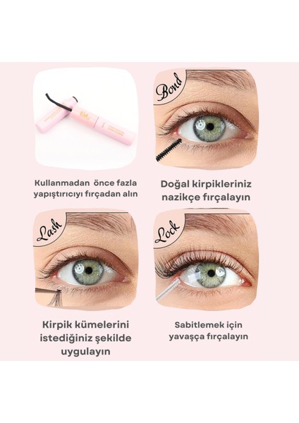 3'lü Kirpik Yapıştırıcı Seti - Kirpik Yapıştırıcı & Sabiyleyici & Remover, Eyelash Glue & Remover