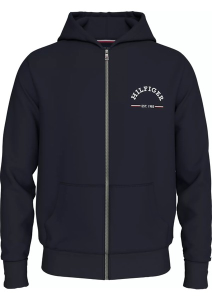 Tommy Hilfiger Erkek Roundall Hooded Zıp Through Sweatshirt-Lacivert