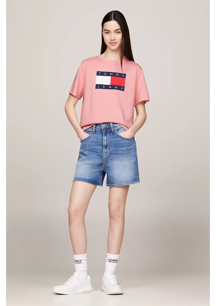 Tommy Hilfiger Kadın Tjw Bxy Tommy Flag Tee Ext T-Shirt-Pembe