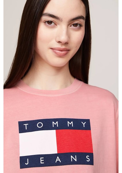 Tommy Hilfiger Kadın Tjw Bxy Tommy Flag Tee Ext T-Shirt-Pembe