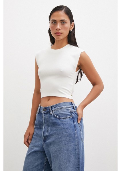 Sıfır Kol T-Shirt Beyaz