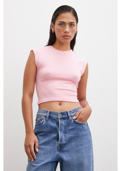 Sıfır Kol T-Shirt Pembe