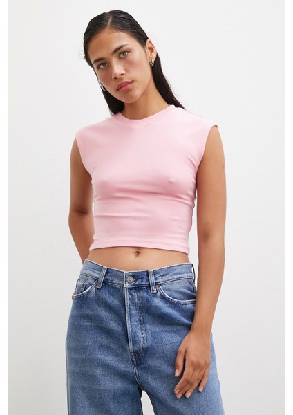 Sıfır Kol T-Shirt Pembe