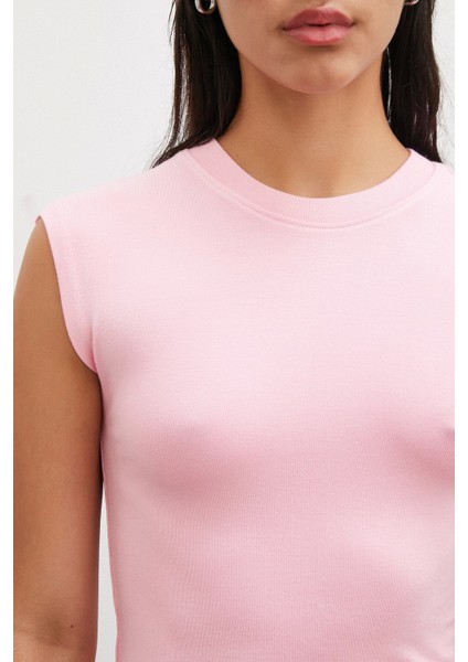 Sıfır Kol T-Shirt Pembe