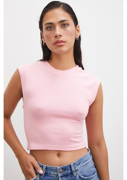 Sıfır Kol T-Shirt Pembe