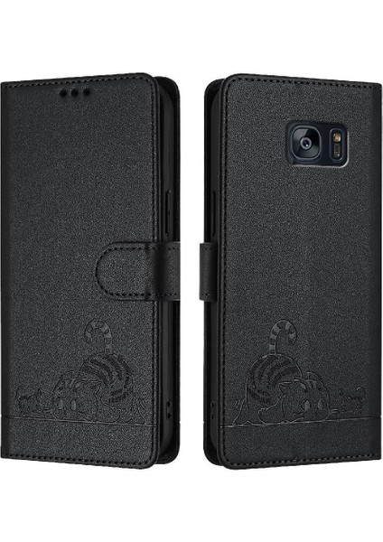 Samsung Galaxy S7 Kenar Cüzdan Kapak Çevirin Kedi Rfıd Kart Yuvası (Yurt Dışından) indirimleri