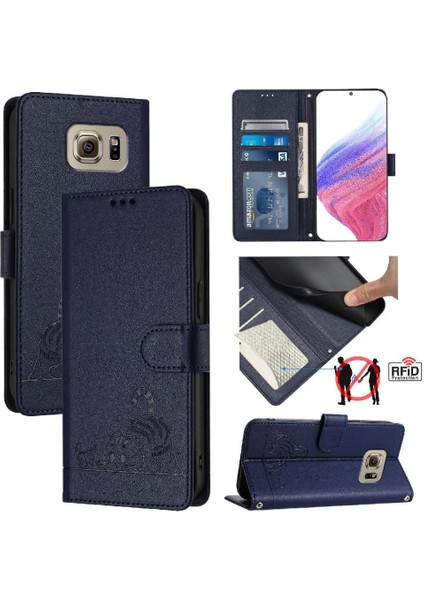 Samsung Galaxy S6 Kart Yuvası Tutucu Için Kickstand Kedi Rfıd Cüzdan Flip (Yurt Dışından)