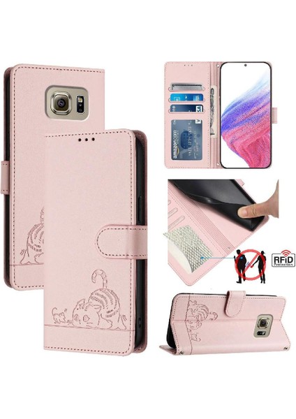 Samsung Galaxy S6 Kart Yuvası Tutucu Için Kickstand Kedi Rfıd Cüzdan Flip (Yurt Dışından)