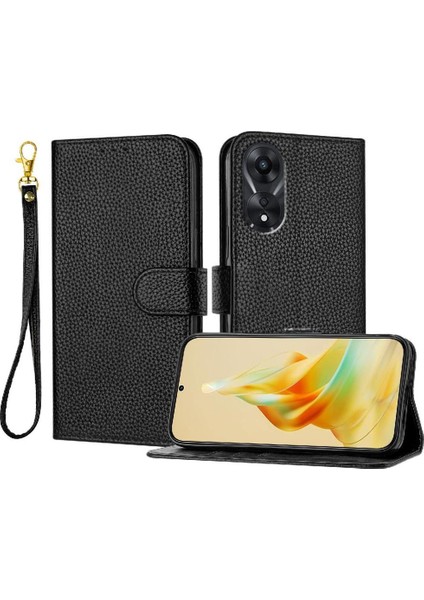 Oppo A78 4g Kart Yuvaları Için Telefon Kılıfı Tutucu Litchi Desen Cüzdan Flip Pu (Yurt Dışından)