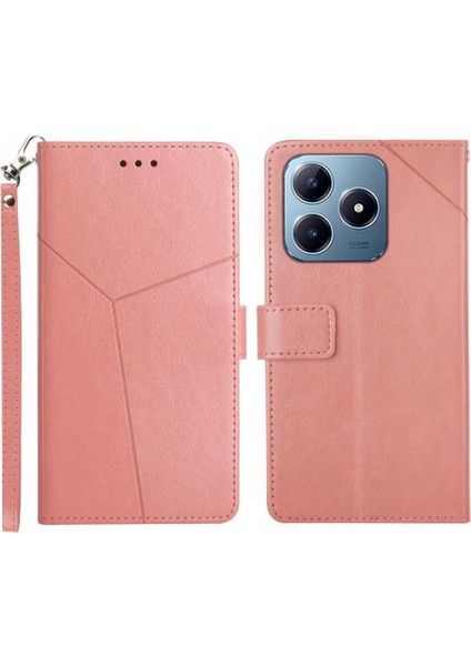 Realme C61 Deri Cüzdan Kickstand Için Kılıf-Dayanıklı Kapak Kapak Kitap Tpu (Yurt Dışından)