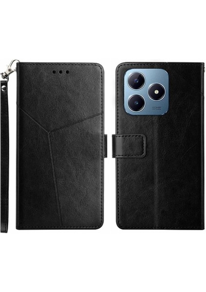 Realme C61 Deri Cüzdan Kickstand Için Kılıf-Dayanıklı Kapak Kapak Kitap Tpu (Yurt Dışından)