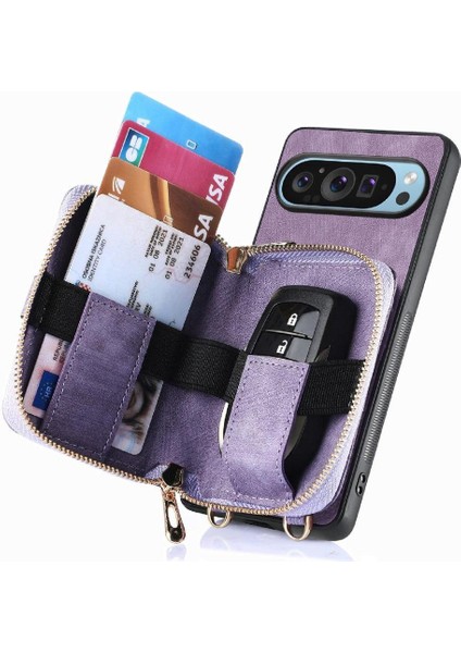 Google Piksel 9 Pro Xl Fermuar Kapatma Standı 7 Kart Yuvaları Premium Için Kılıf (Yurt Dışından)