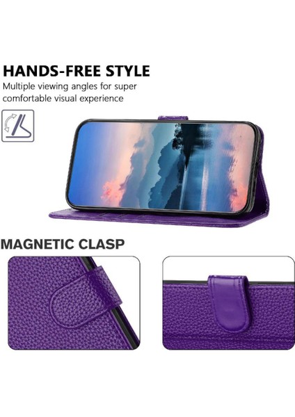 Realme Için Telefon Kılıfı 12 Pro Artı Flip Folio Litchi Desen Cüzdan Kart Pu (Yurt Dışından)