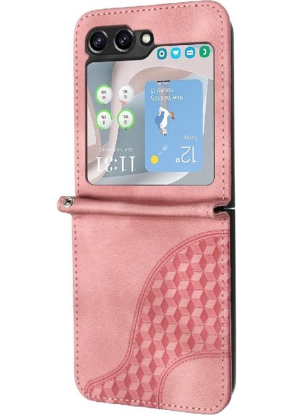 YH Market Samsung Galaxy Z Flip 6 Için Flip Case Pu Deri Kapak Çevirin Darbeye (Yurt Dışından)