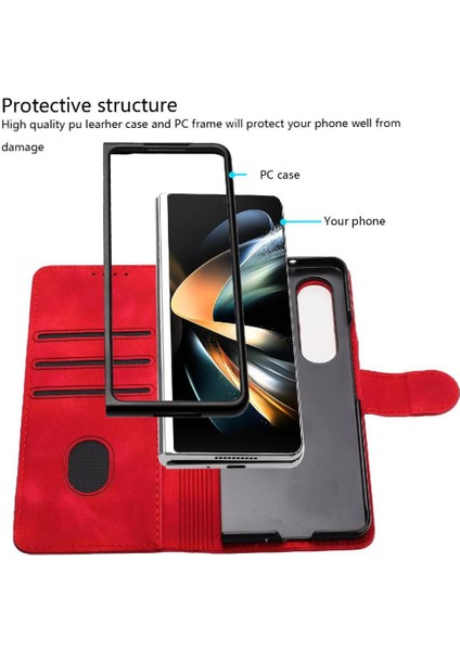 Samsung Galaxy Z Için Flip Case Kart ile Kat 6 Manyetik Kapak Pu Deri (Yurt Dışından)
